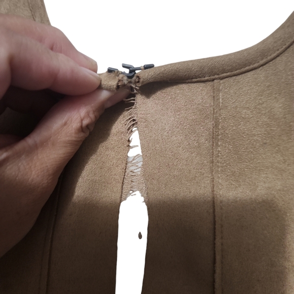 Joan Vass New York/ Long sleeve suede cardigan w/Pocket - Picture 7 of 12